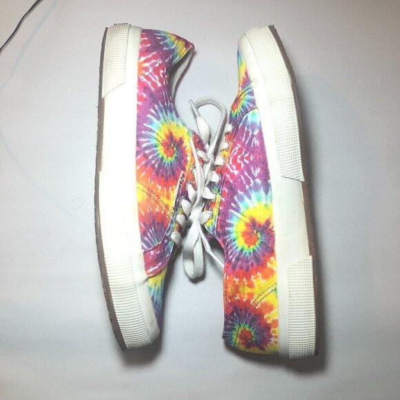 SUPERGA Rainbow Sneakers Unisex Size M7.5/W9 Red Multicolor Tie Dye  S11GJW - Picture 10 of 12